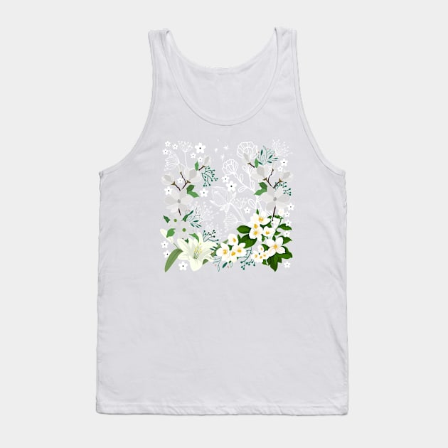 White Blossoms Courage_Green Jade Tank Top by leBoosh-Designs